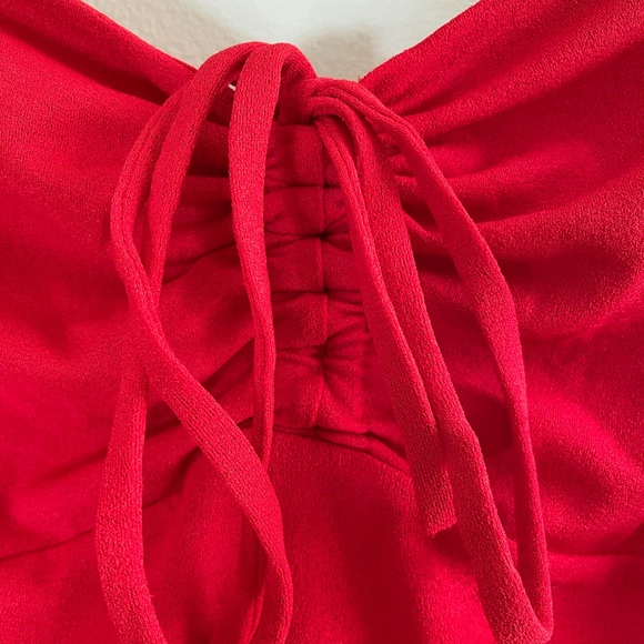 NWT (L) Tiger mist red ruched bodysuit adjustable straps tie front halatian - Picture 8 of 12